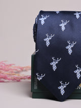 Navy Stag Motif Necktie
