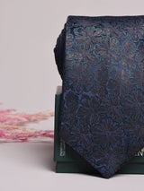Navy Tonal Floral Necktie - TOSSIDO