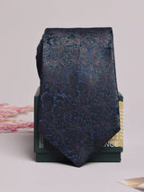 Navy Tonal Floral Necktie - TOSSIDO