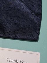 Navy Tonal Paisley Woven Cravat & Pocket Square Set - TOSSIDO