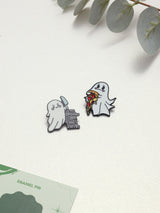 No Spoons Ghost & Pizza Ghost Enamel Pin Set of 2 - TOSSIDO