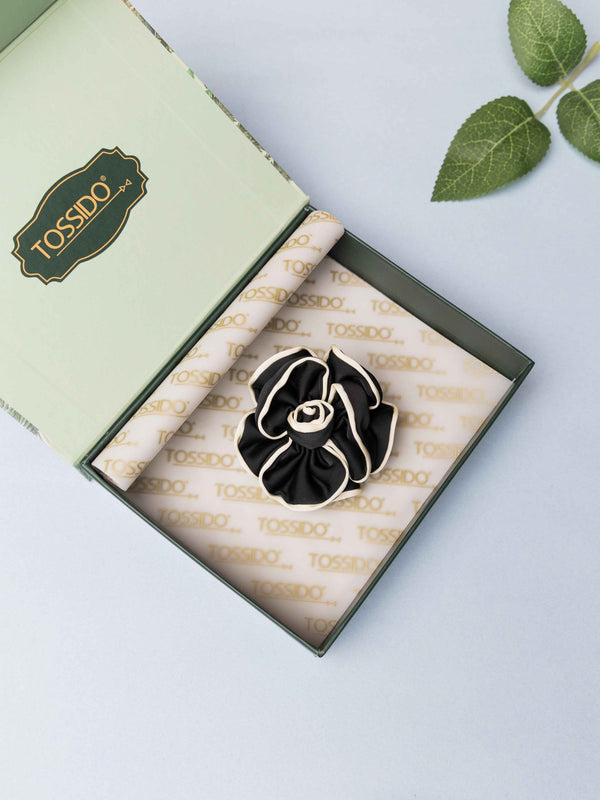 Noir Bloom Fabric Brooch - TOSSIDO