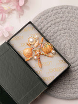 Ocean Treasure Starfish & Shell Pearl Brooch - TOSSIDO