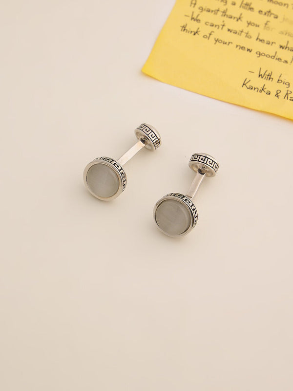 Off - White Solid Cufflinks - TOSSIDO