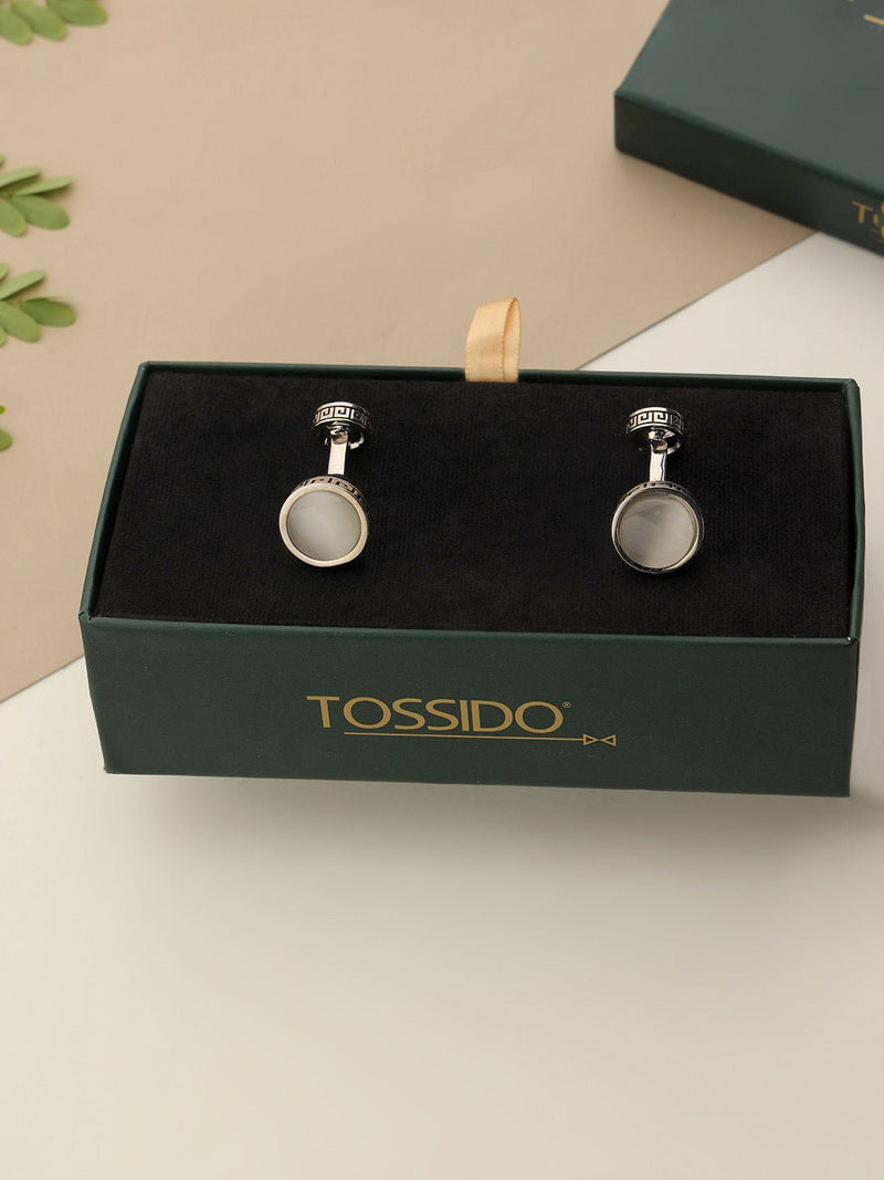 Off - White Solid Cufflinks - TOSSIDO