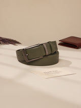 Olive Green & Black Reversible Leather Belt