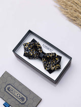 Onyx Gold Studded Bowtie Brooch - TOSSIDO