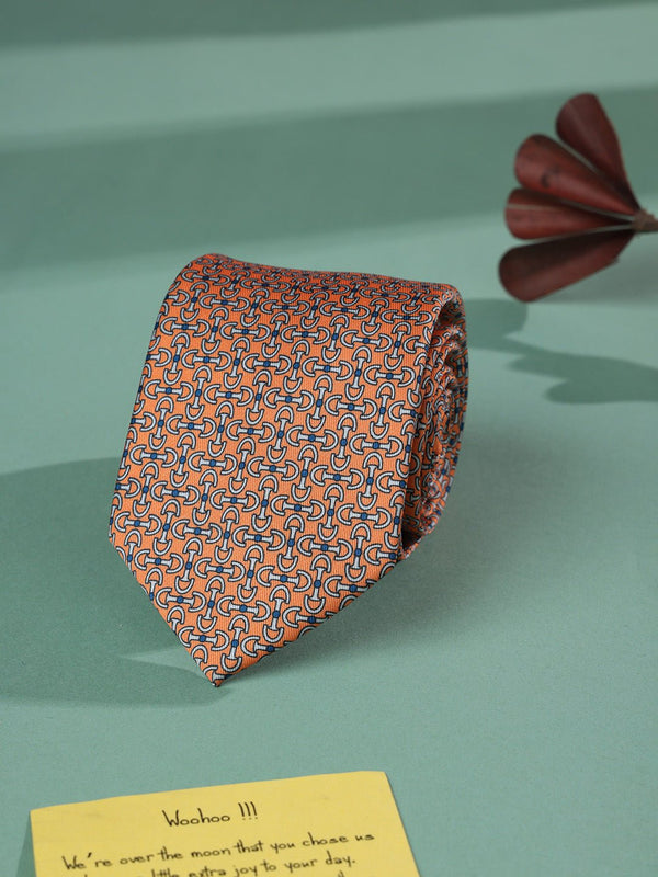 Orange Abstract Printed Necktie - TOSSIDO