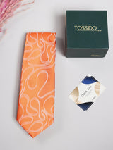 Orange Abstract Swirl Necktie - TOSSIDO