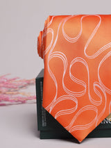 Orange Abstract Swirl Necktie - TOSSIDO