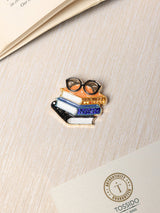 Orange & Blue Book Stack Brooch - TOSSIDO