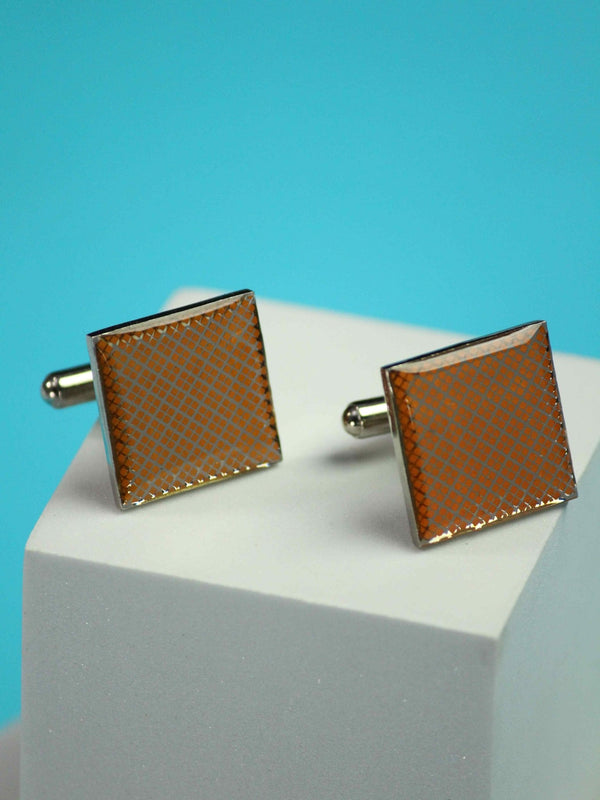 Orange Check Cufflinks - TOSSIDO