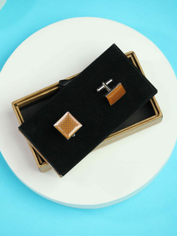 Orange Check Cufflinks - TOSSIDO