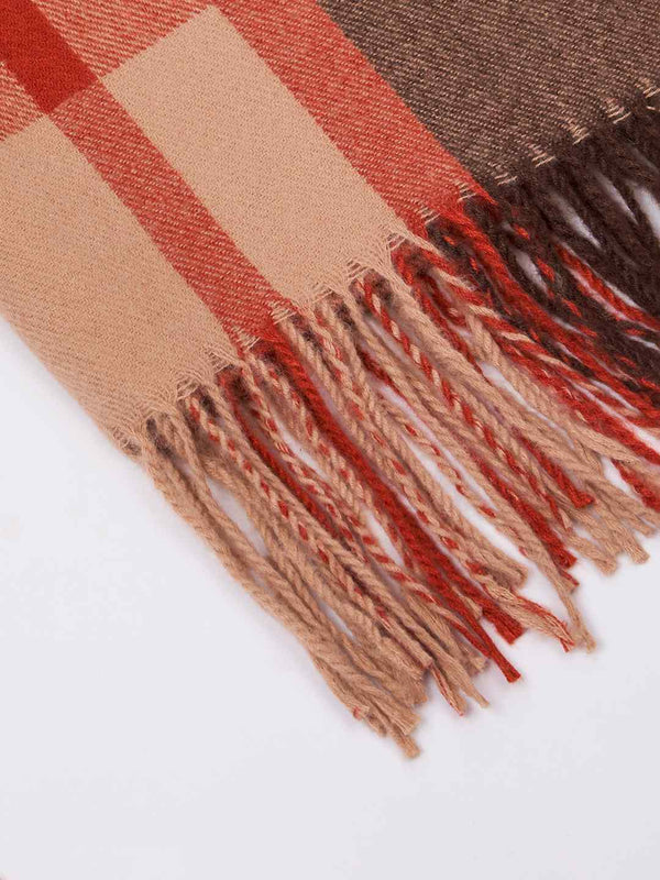 Orange Check Woolen Muffler - TOSSIDO
