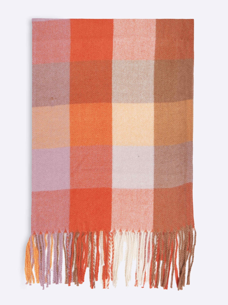 Orange Checkered Poly - Wool Muffler - TOSSIDO