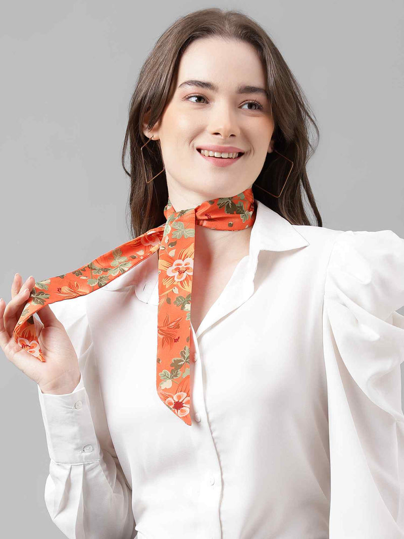Orange Floral Scarf & Scarf Bag Set - TOSSIDO