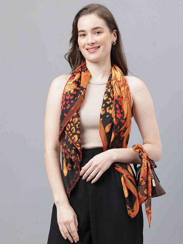 Orange Floral Scarf & Scarf Bag Set - TOSSIDO