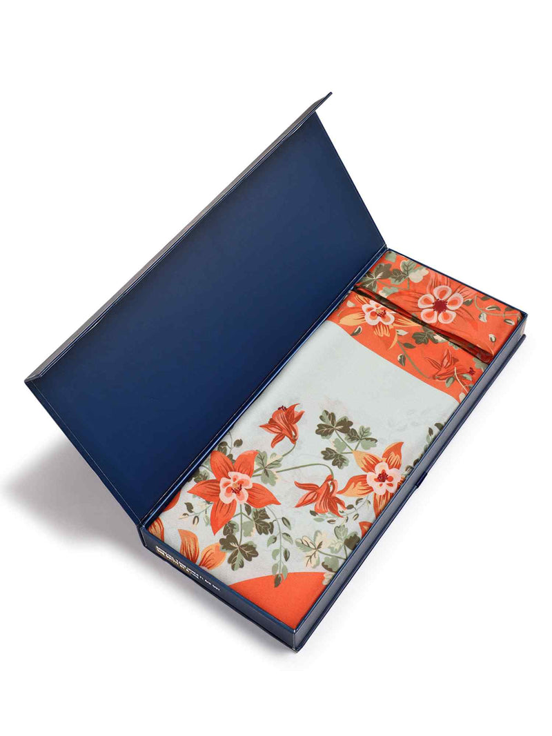 Orange Floral Scarf & Scarf Bag Set - TOSSIDO