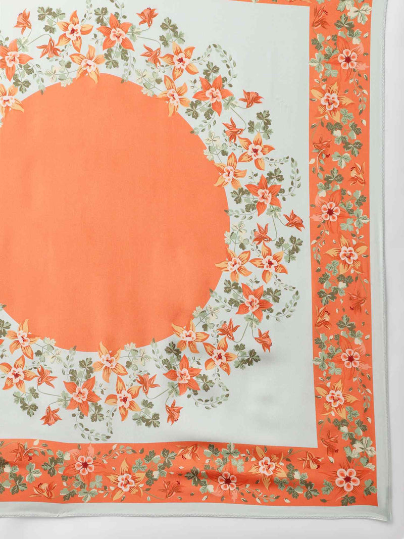 Orange Floral Scarf & Scarf Bag Set - TOSSIDO