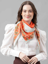 Orange Floral Scarf & Scarf Bag Set - TOSSIDO