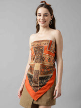 Orange Floral Scarf & Scarf Bag Set - TOSSIDO