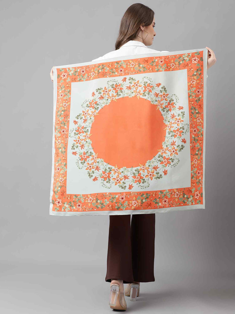 Orange Floral Scarf & Scarf Bag Set - TOSSIDO