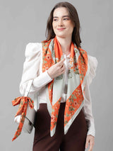 Orange Floral Scarf & Scarf Bag Set - TOSSIDO