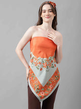 Orange Floral Scarf & Scarf Bag Set - TOSSIDO