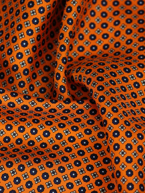 Orange Floral Silk Pocket Square - TOSSIDO