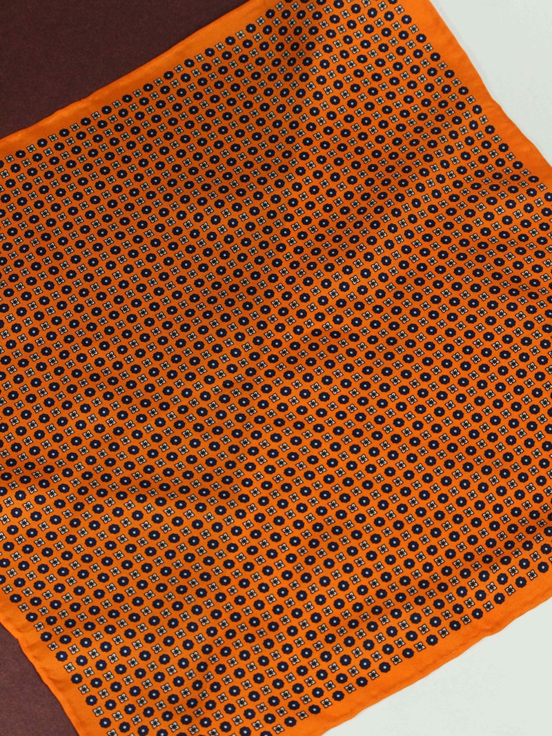 Orange Floral Silk Pocket Square - TOSSIDO