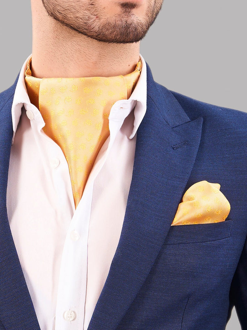 Orange Floral Woven Cravat & Pocket Square Set - TOSSIDO