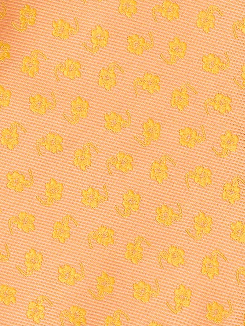 Orange Floral Woven Cravat & Pocket Square Set - TOSSIDO