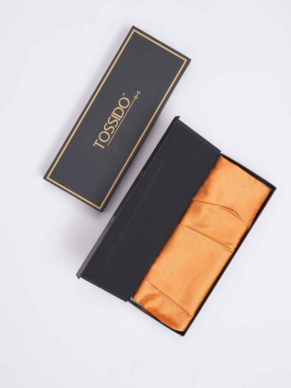 Orange Floral Woven Cravat & Pocket Square Set - TOSSIDO