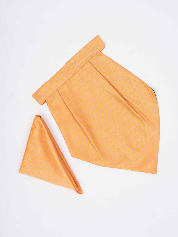 Orange Floral Woven Cravat & Pocket Square Set - TOSSIDO
