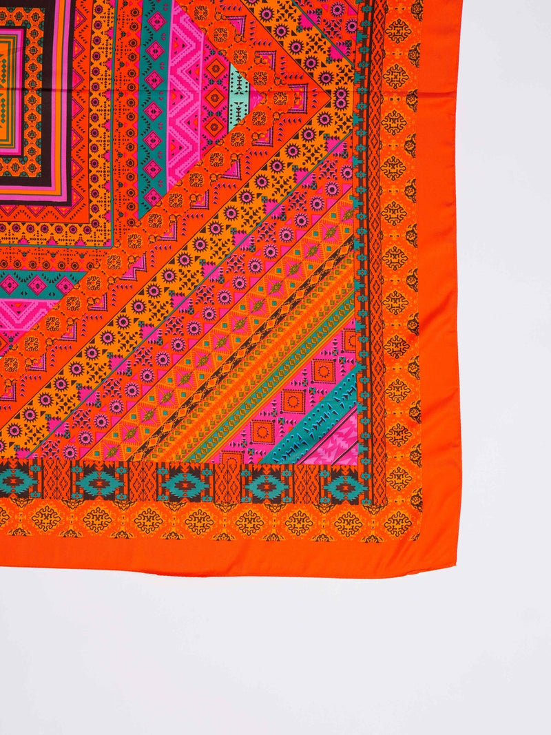 Orange Geometric Large Scarf - TOSSIDO