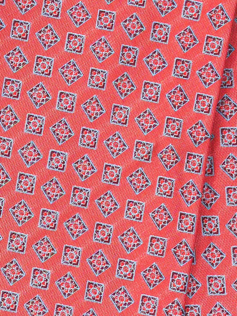 Orange Geometric Woven Cravat & Pocket Square Set - TOSSIDO