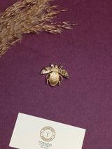 Orange & Green Leaf Wing Bee Brooch