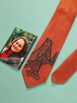Orange Hand - Painted Woven Necktie - Bridge Pattern - TOSSIDO