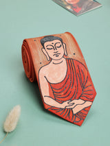 Orange Hand - Painted Woven Necktie - Buddha - TOSSIDO