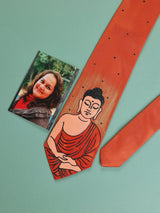 Orange Hand - Painted Woven Necktie - Buddha - TOSSIDO