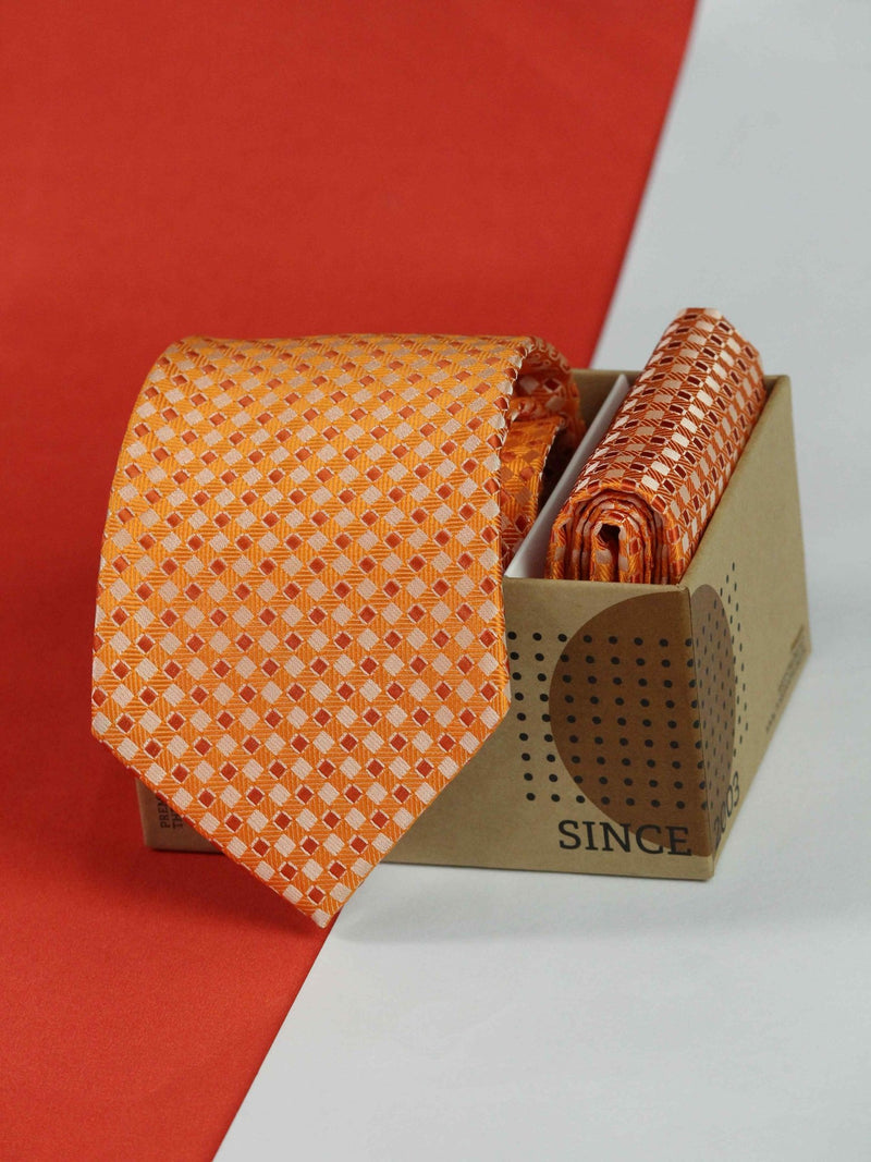 Orange Necktie & Pocket Square Giftset - TOSSIDO