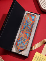 Orange Paisley Printed Necktie - TOSSIDO