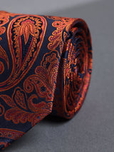 Orange Paisleys Silk Necktie - TOSSIDO