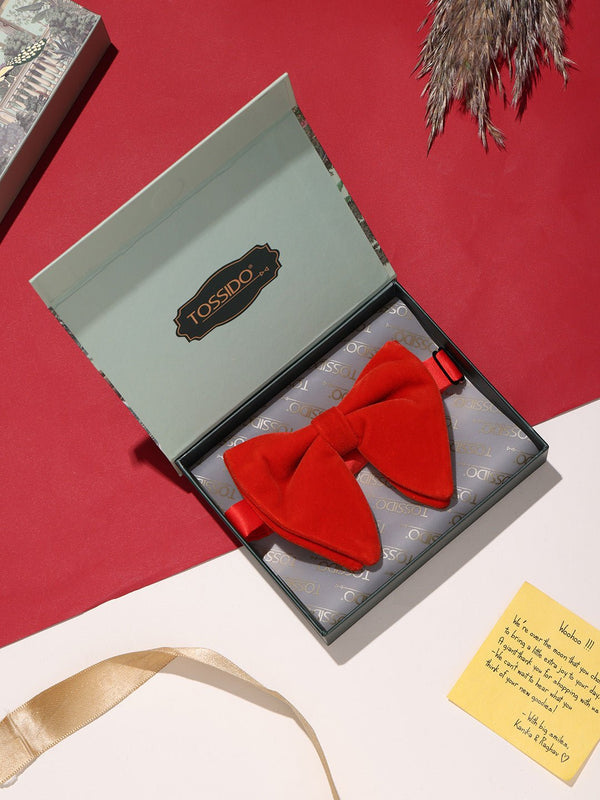 Orange Solid Velvet Bowtie - TOSSIDO
