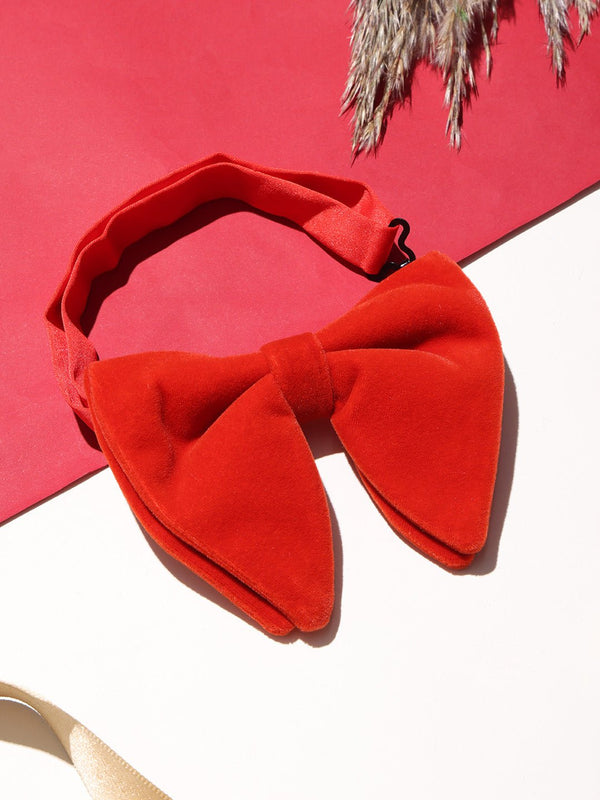 Orange Solid Velvet Bowtie - TOSSIDO