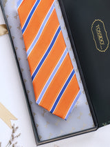 Orange Stripes Woven Silk Necktie - TOSSIDO