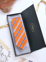 Orange Stripes Woven Silk Necktie - TOSSIDO