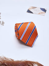 Orange Stripes Woven Silk Necktie - TOSSIDO
