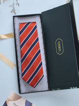Orange Stripes Woven Silk Necktie - TOSSIDO