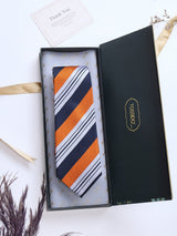 Orange Stripes Woven Silk Necktie - TOSSIDO